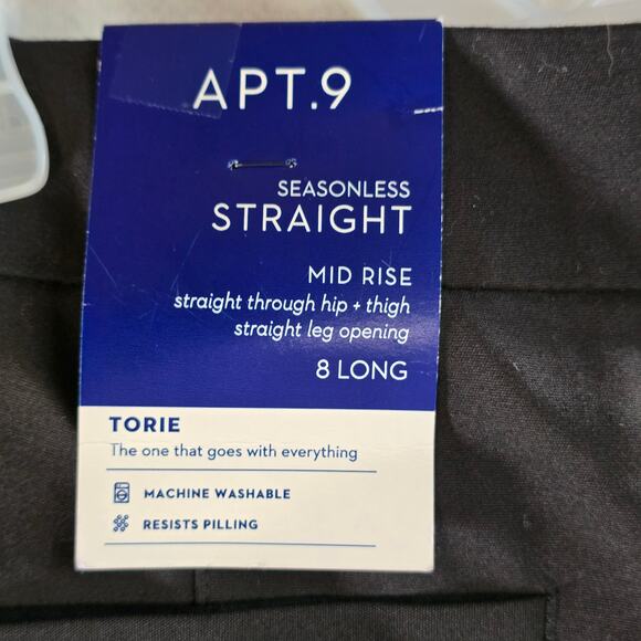 Apt 9 Torie Straight Mid Rise Women's Size 8 Long Black Pants - Picture 7 of 10